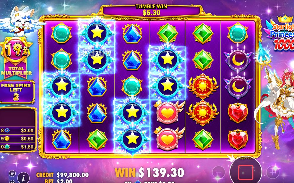 Free Spins-vy med räknare för Total Multiplier under rundan